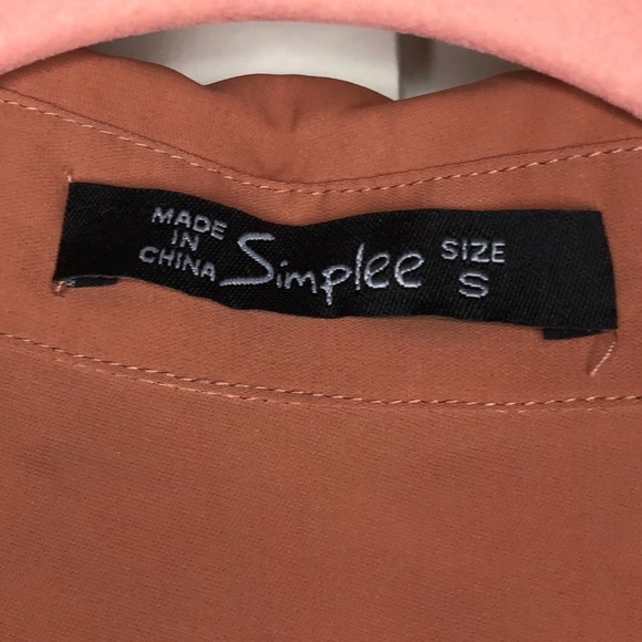 Simplee button ruffled long sleeve dress with belt - Picture 2 of 5